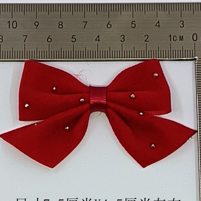 台灣現貨【紅色燙鑽絲絨蝴蝶結】新年喜慶DIY配件 古風髮飾禮盒花藝裝飾 不含髮夾 單入多入 新年佈置