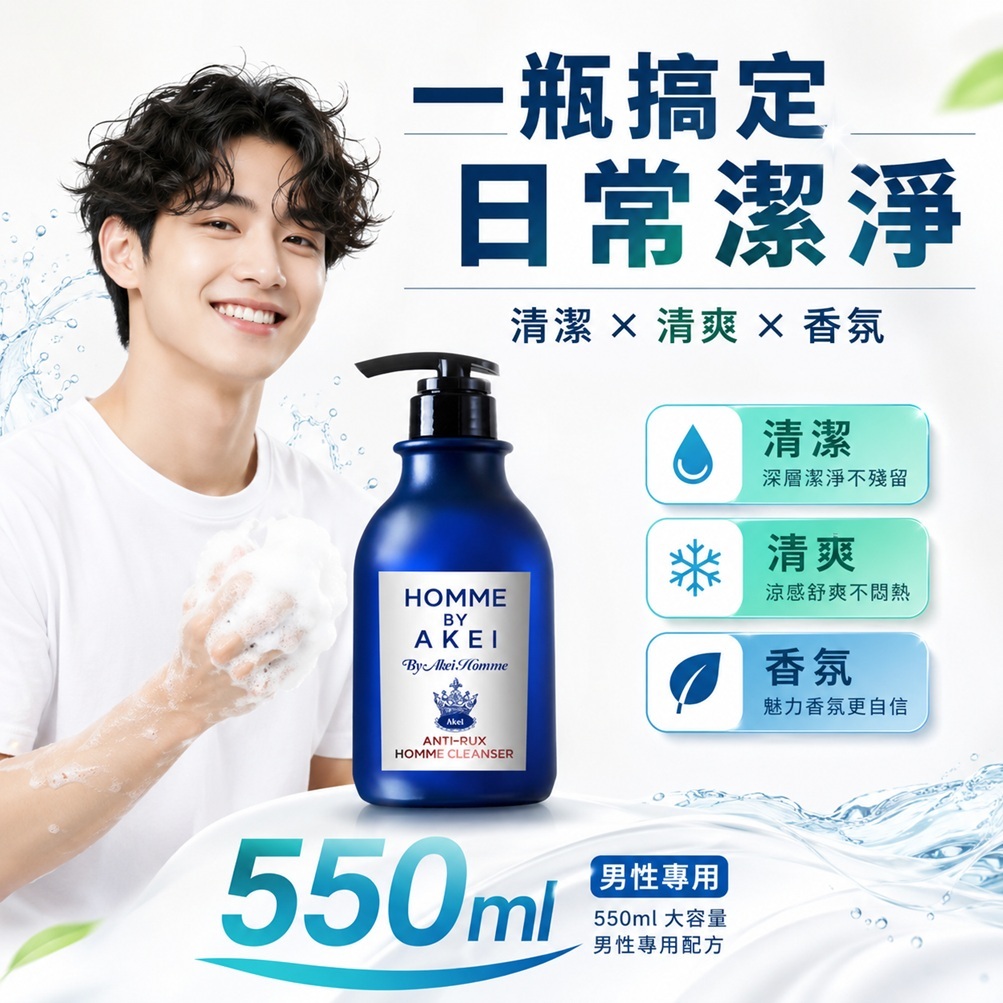 AKEI Homme Anti-Lux 多合一清涼男性私密處清潔液 550ml