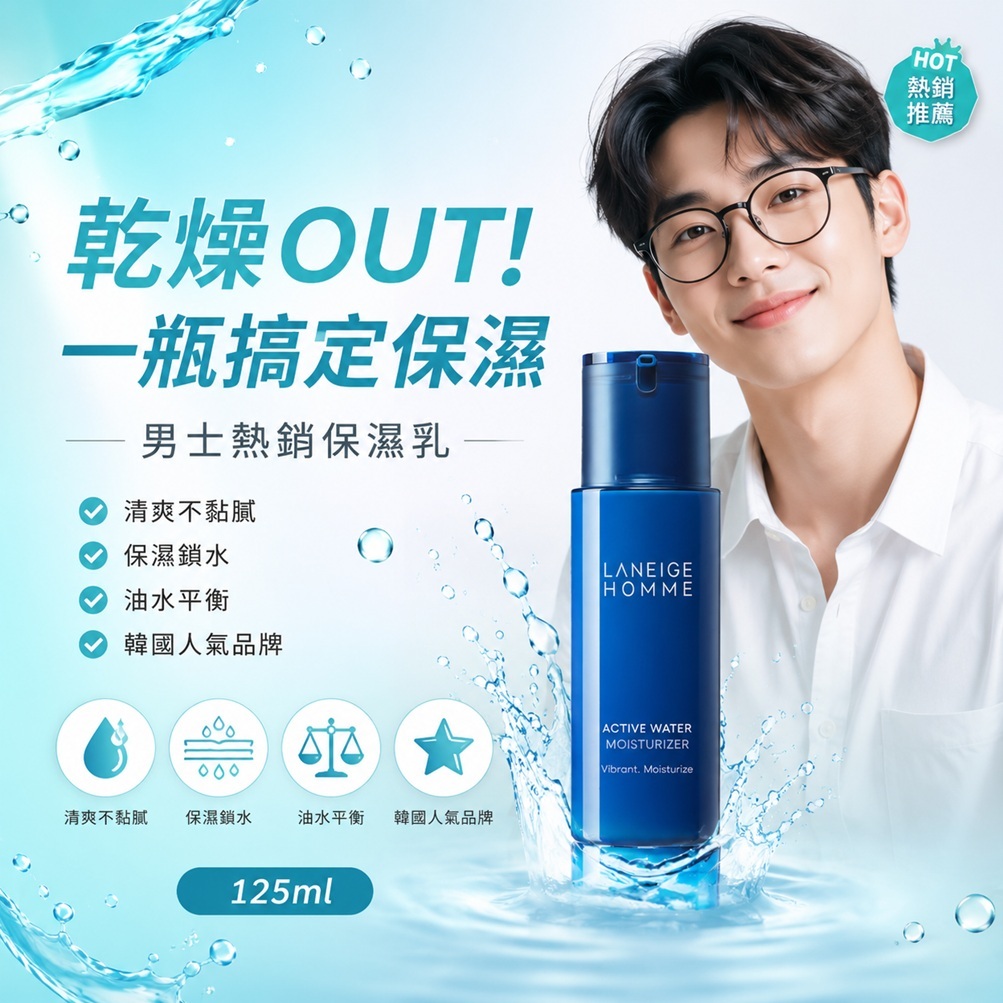 LANEIGE 蘭芝 男士活力水保濕乳(125ml)