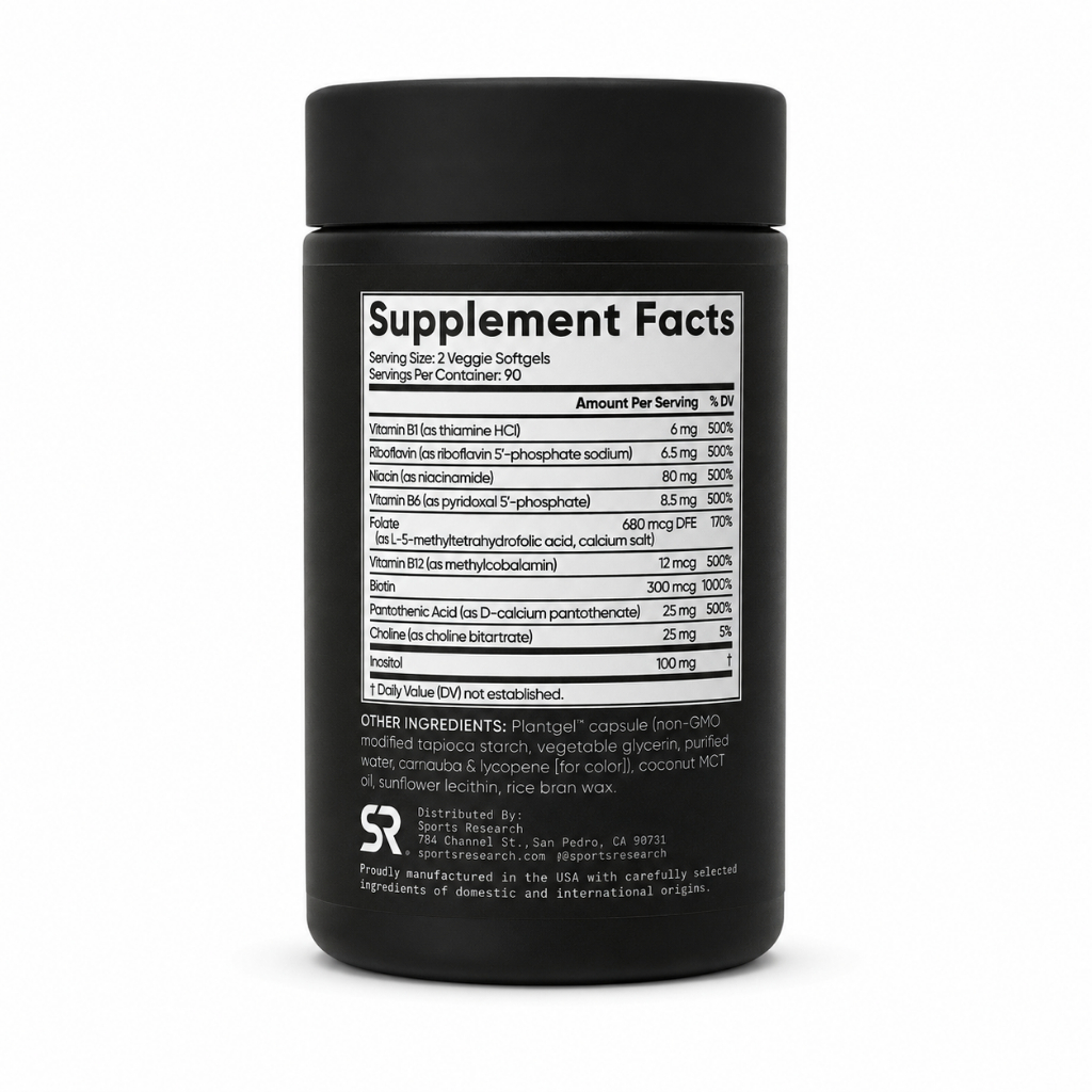 美國 Sports Research素食維他命B軟膠囊 180顆