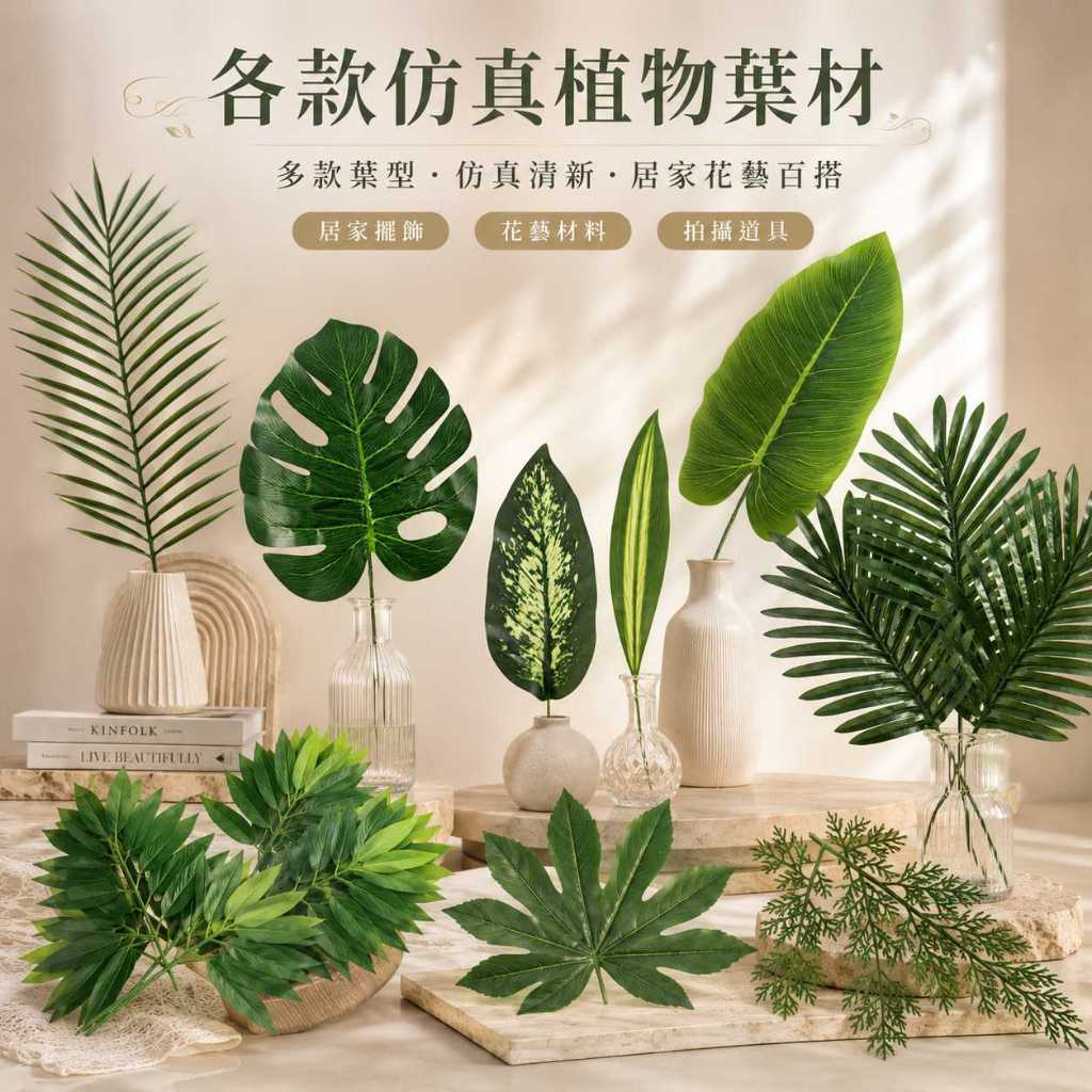 台灣現貨【各款仿真植物葉材】仿真植物葉材, 仿真葉材, 龜背葉, 黃金葛, 尤加利葉, 仿真蕨草, 波士頓蕨, 小竹葉