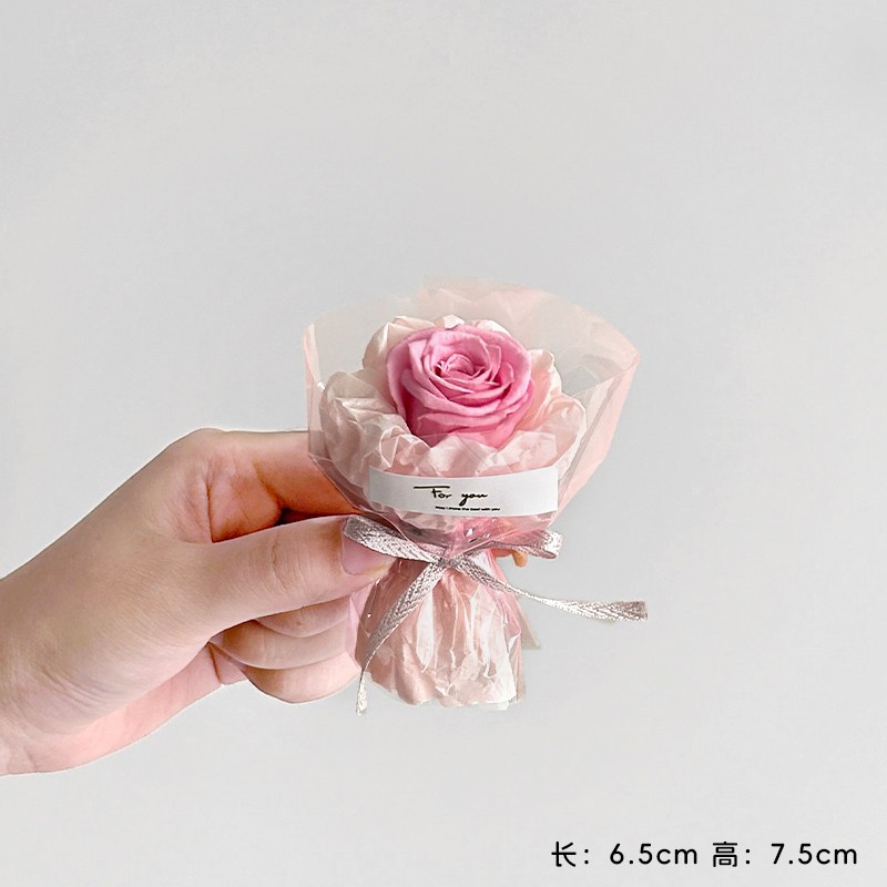 7.5cm｜永生粉玫瑰,純花束（無提袋／無燈串）
