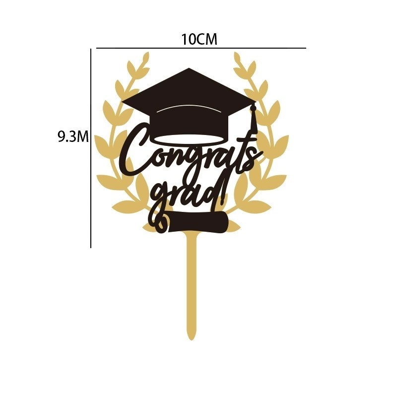 台灣現貨【畢業蛋糕插牌】Congrats Grad畢業帽 亞克力裝飾插牌 甜點派對佈置 花藝插件