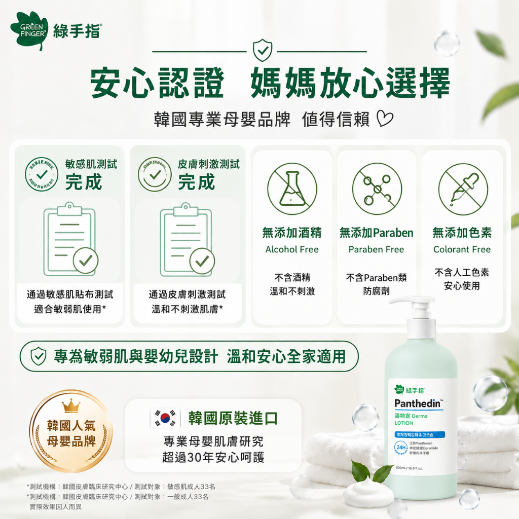 GREEN FINGER 綠手指 潘特定Derma肌膚屏障強化高保濕乳液500ml
