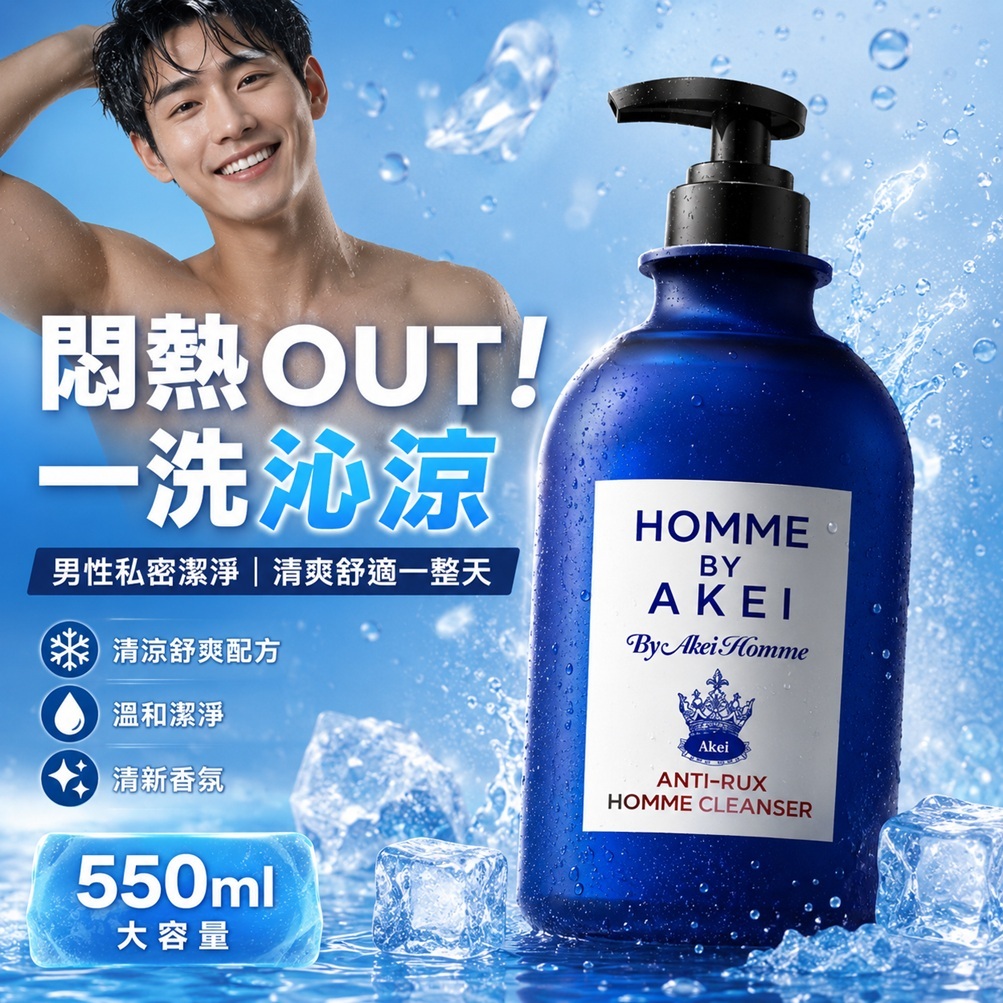 AKEI Homme Anti-Lux 多合一清涼男性私密處清潔液 550ml