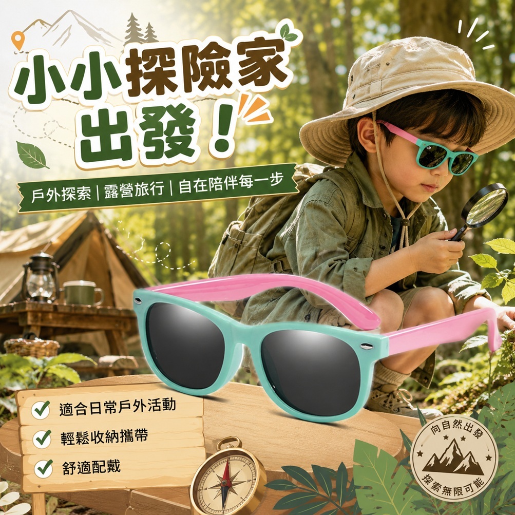 SOMNIUMBEBE 兒童用UV太陽眼鏡 + 硬殼眼鏡盒 (藍粉 /薄荷粉)