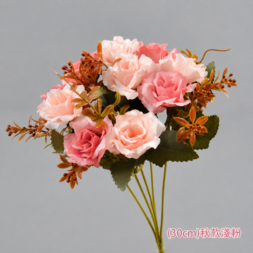 台灣現貨【仿真玫瑰把束】30cm鑽石玫瑰婚仿真玫瑰把束, 鑽石玫瑰花材, 婚禮花牆花材, 花環佈置, 門楣插花, 攝影布