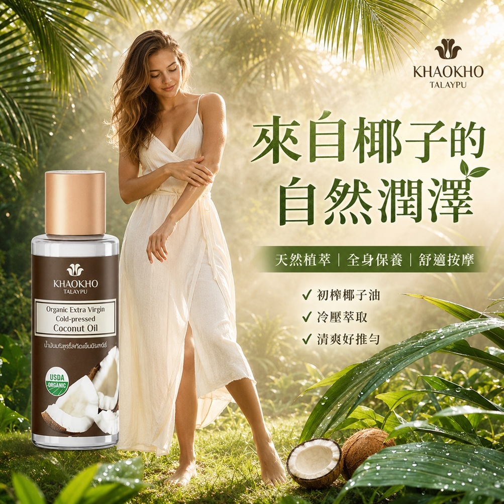 泰國 KHAOKHO TALAYPU 初榨椰子身體油 100ml