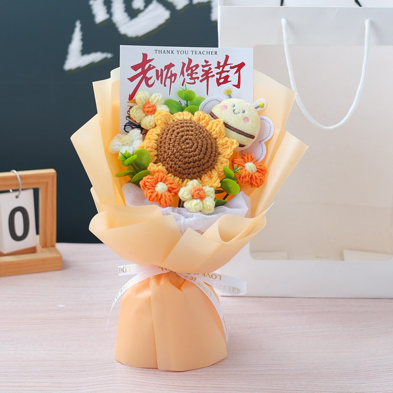 25cm針織向日葵+蜜蜂花束(老師),提袋可至"店長推薦"選購
