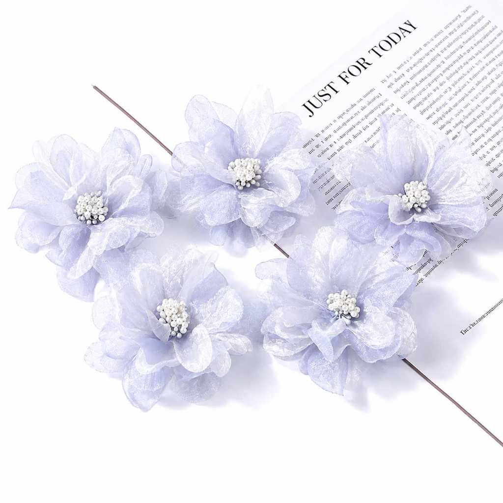 台灣現貨【歐根紗立體布藝芙蓉花】4cm 8cm歐根紗花, 布藝芙蓉花, 芙蓉紗花, 立體布花, DIY花藝材料, 花束配