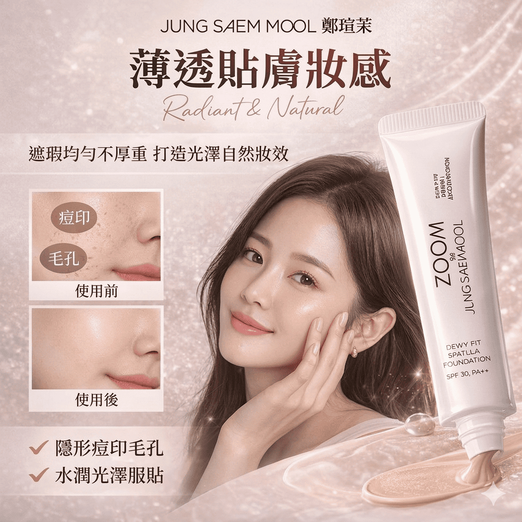 ZOOM BY JUNG SAEM MOOL 刮刀粉底液 25ml 柔霧 / 水潤 刮刀型粉底 鄭瑄茉粉底液 懶人上妝