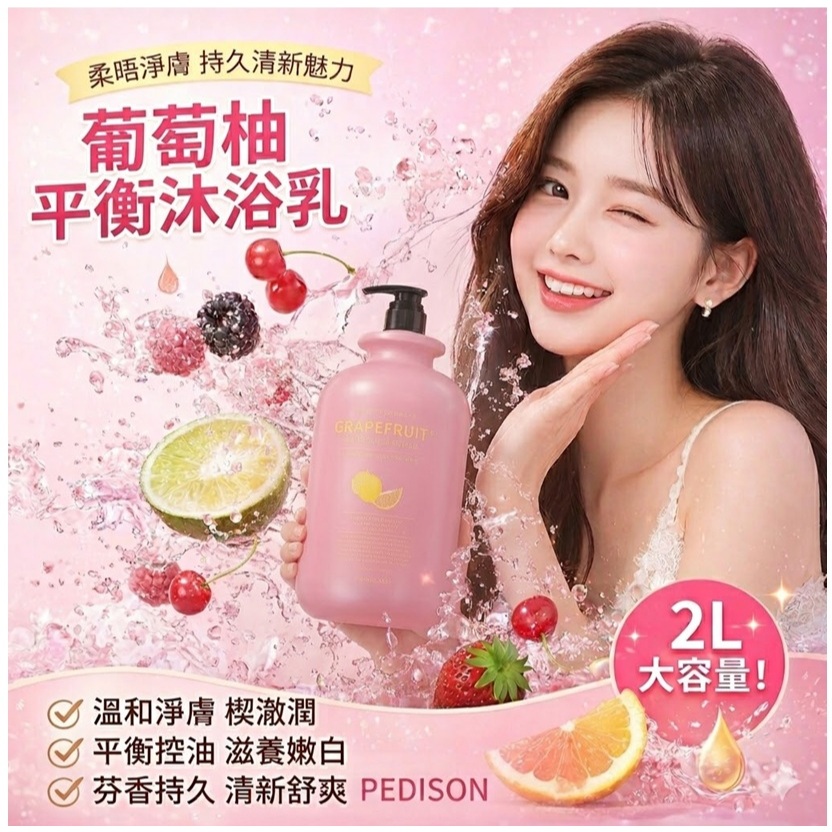 PEDISON 粉色葡萄柚平衡沐浴乳(2L)