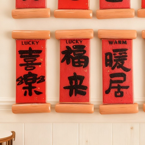 台灣現貨【新年祝福字牌】紅底祝福語中卡字牌 盆栽插花禮盒包裝DIY裝飾 一套10個隨機 新年佈置