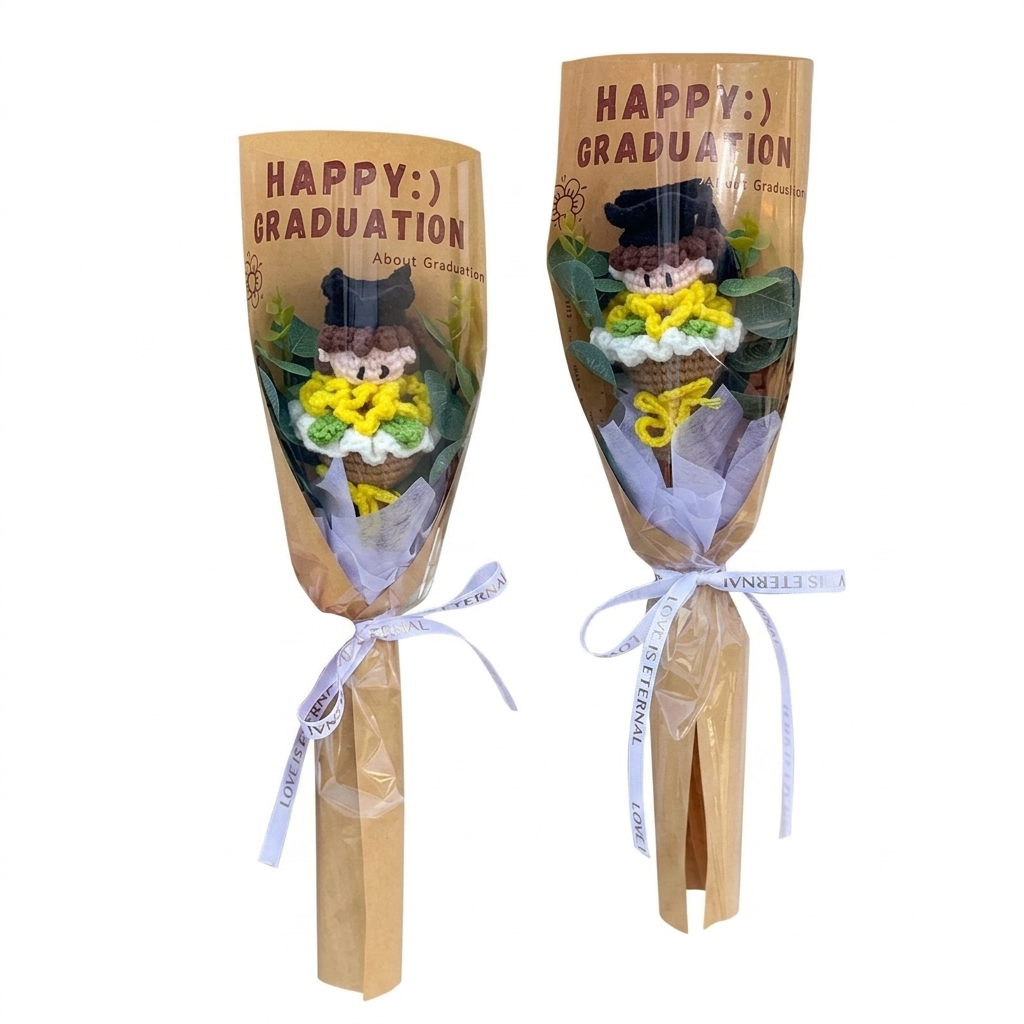台灣現貨【畢業花套花束】35cm針織祝福花禮 畢業季送禮 典禮拍照 合照打卡 同學老師祝賀 桌面紀念擺飾