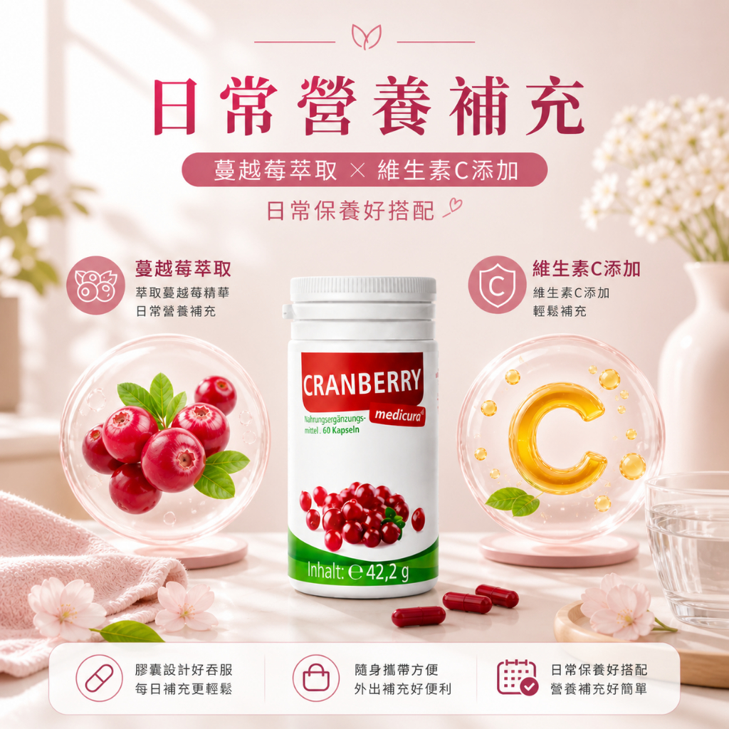 德國 Medicura 蔓越莓維生素C膠囊 60粒/罐