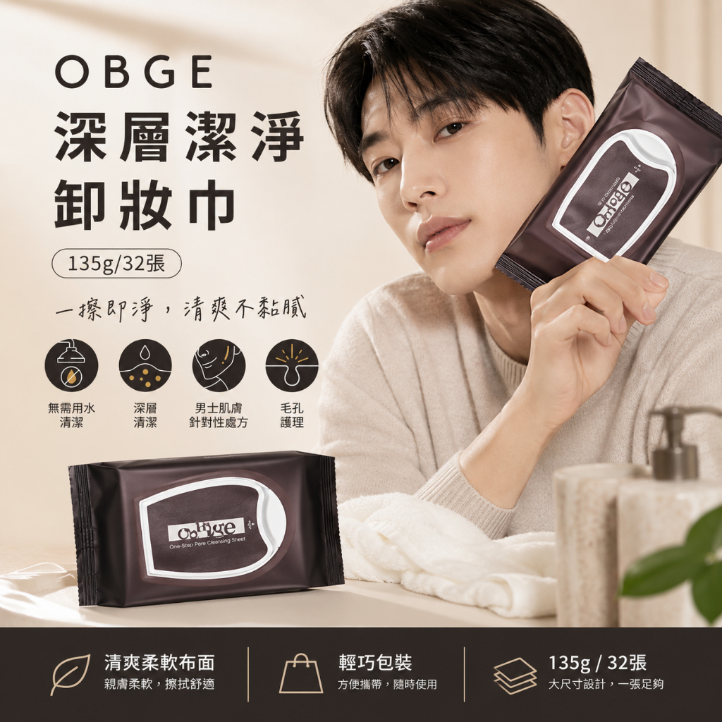 OBGE深層潔淨卸妝巾 135g/32張