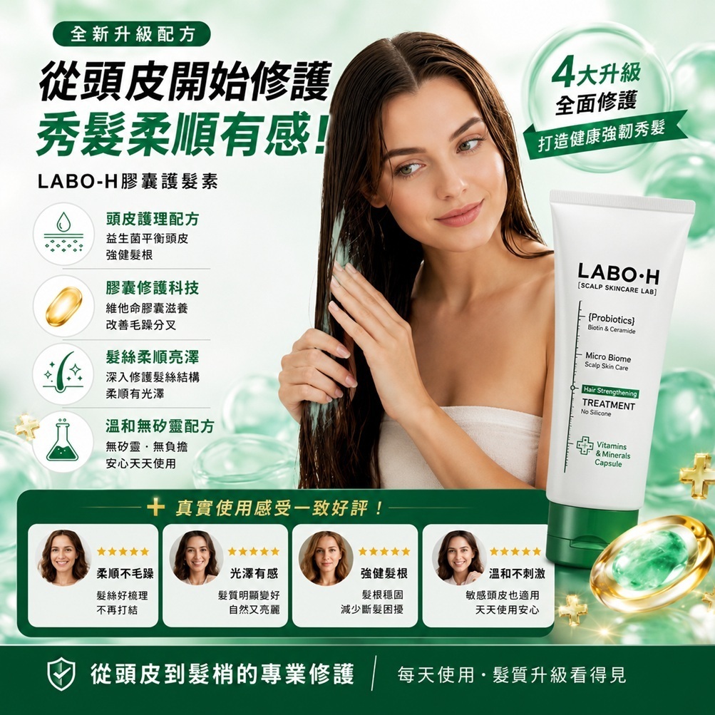 LABO-H 強健髮根益生菌&維他命膠囊護髮素(220ml)