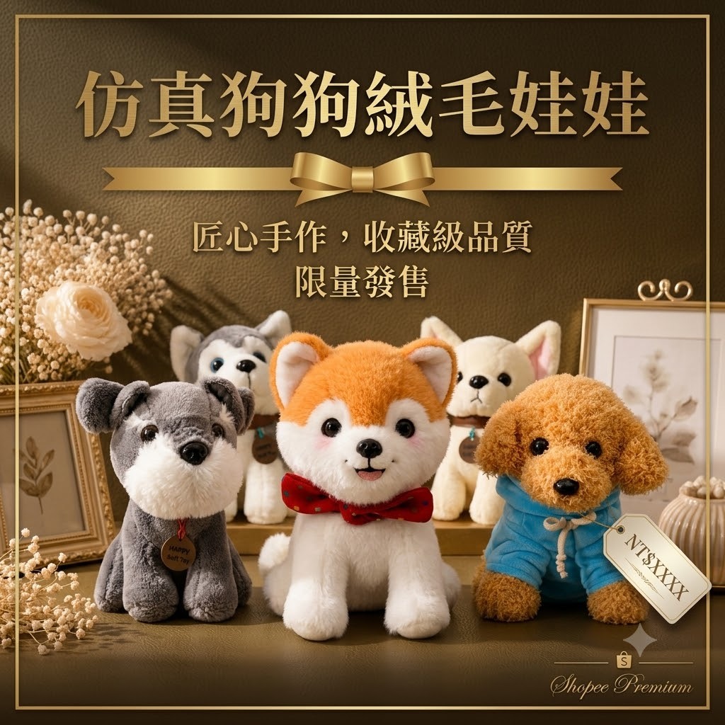 台灣現貨【仿真狗狗絨毛娃娃】18~22cm仿真狗狗娃娃, 狗狗絨毛玩偶, 毛絨玩具狗, 填充玩偶, 哈士奇玩偶, 貴賓