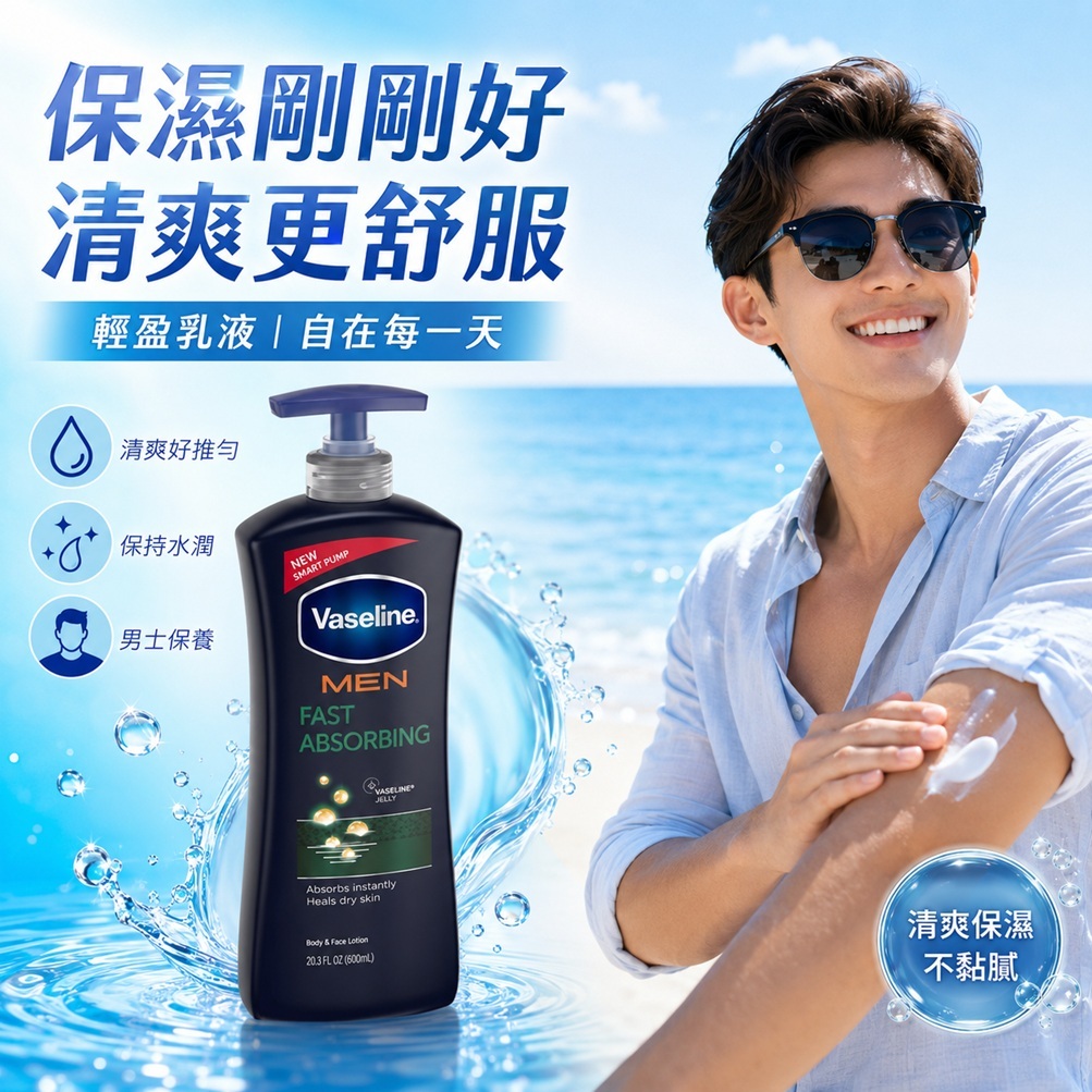 Vaseline 凡士林 Intensive Care 男保濕身體乳液(600ml)