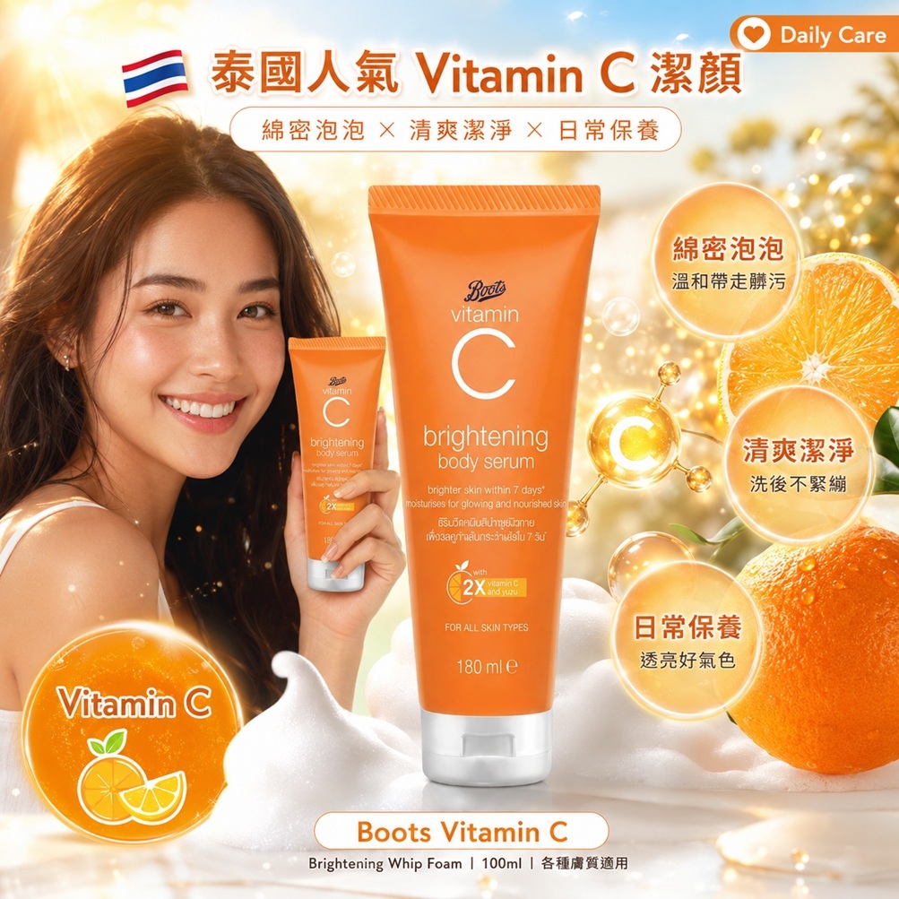 泰國 Boots 藥妝店人氣洗面乳(亮白潔顏乳 /亮白泡泡洗面乳)100ml