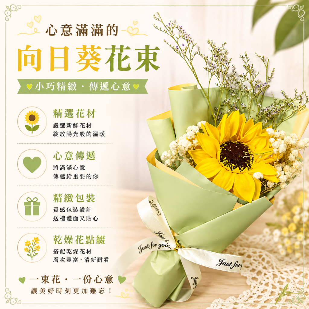 香皂向日葵＋永生滿天星(綠色包裝)