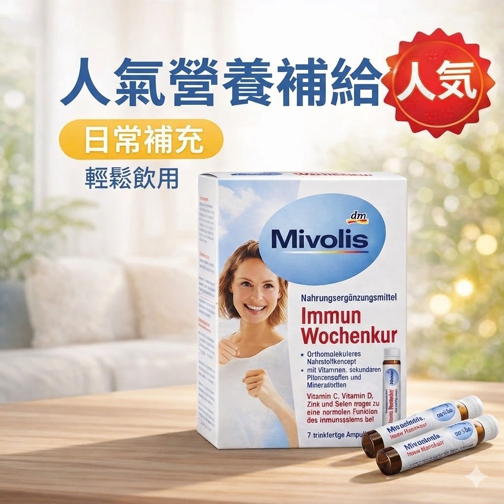 德國Mivolis 7日營養安瓶飲 含維他命C D 鋅 硒 每日營養補給 即開即飲 隨身便利 液態營養 7入裝