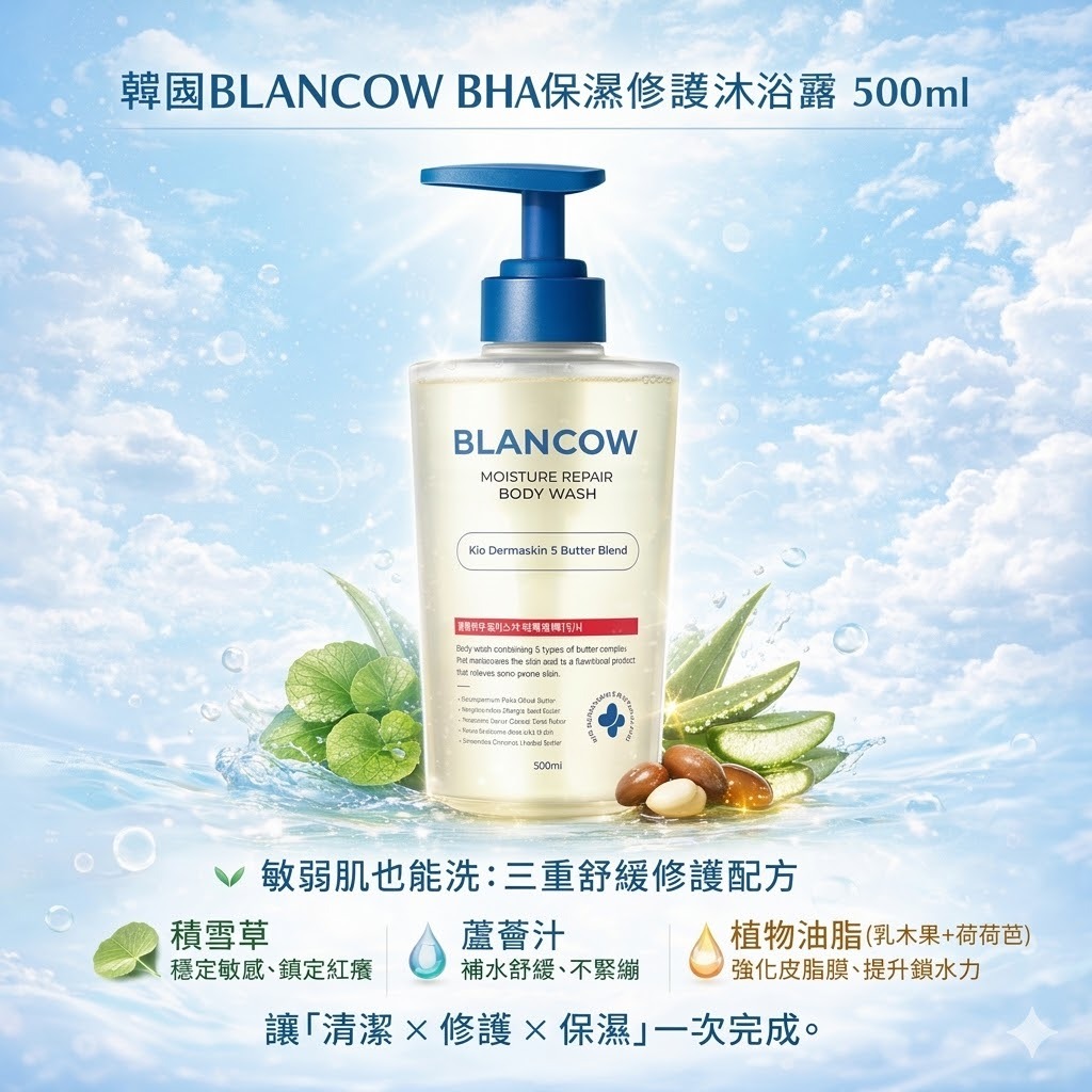 韓國 BLANCOW BHA 保濕修護沐浴露 500ml