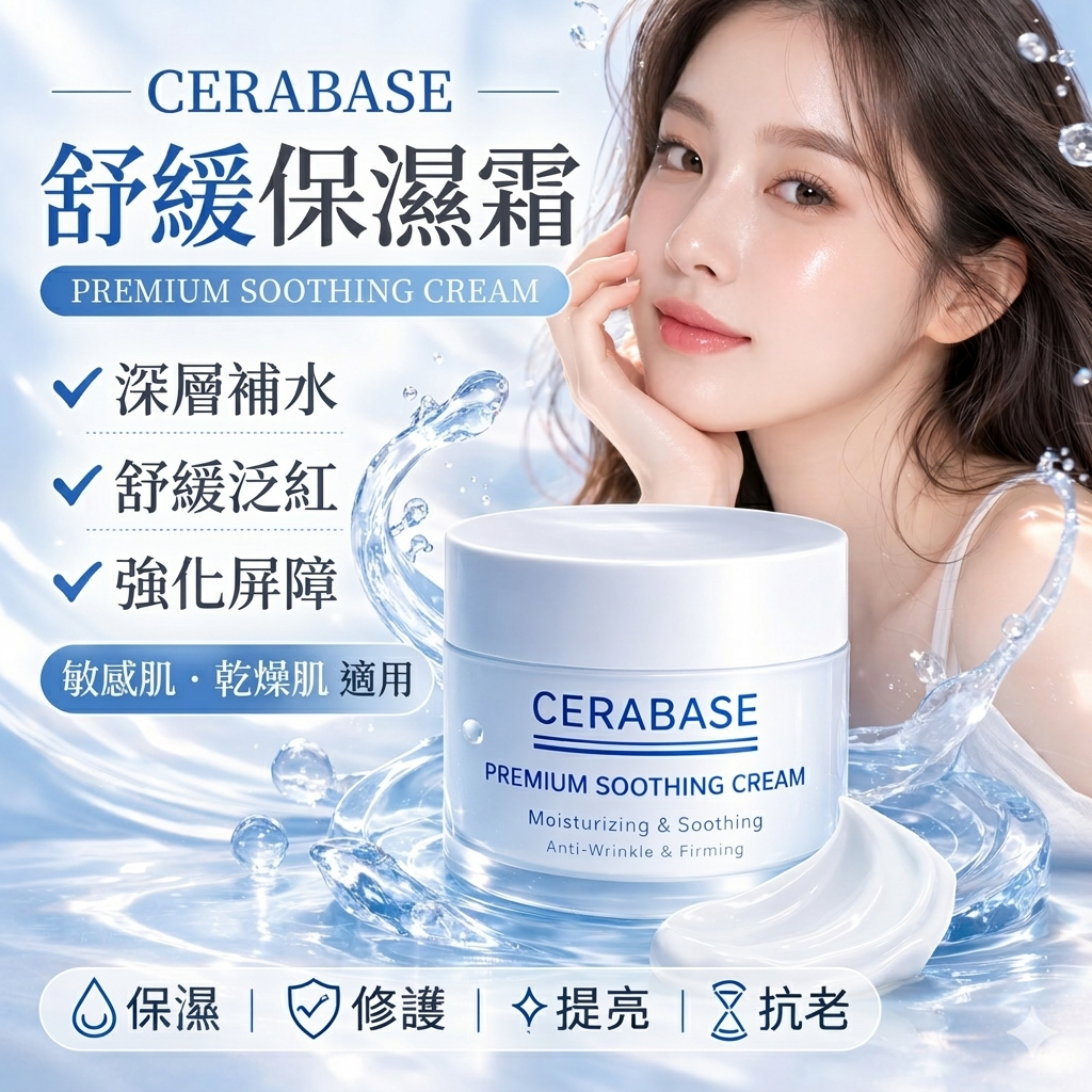 韓國 CERABASE 修護保濕面霜 50ml｜亮白/舒緩/抗皺｜ 臉部乳液 保濕修護 敏感肌推薦 睡前保養