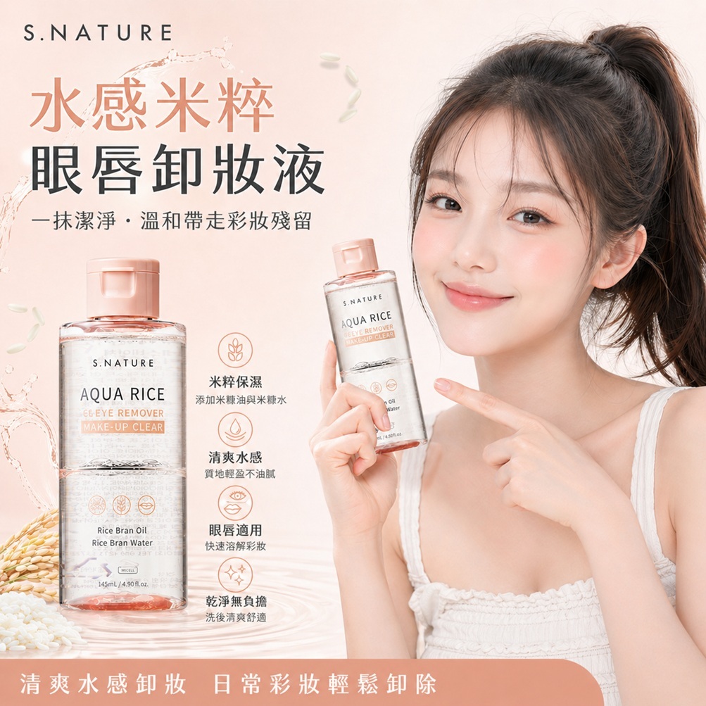 S.NATURE 水感米粹 眼唇卸妝液145ml