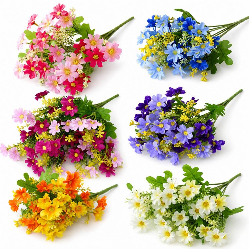 台灣現貨【小雛菊花材】仿真小雛菊把束花 油畫雙色 花藝材料 居家佈置裝飾花材