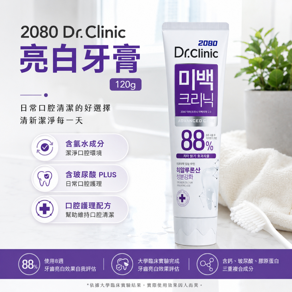 韓國 2080 Dr.Clinic 亮白診所牙膏 120g