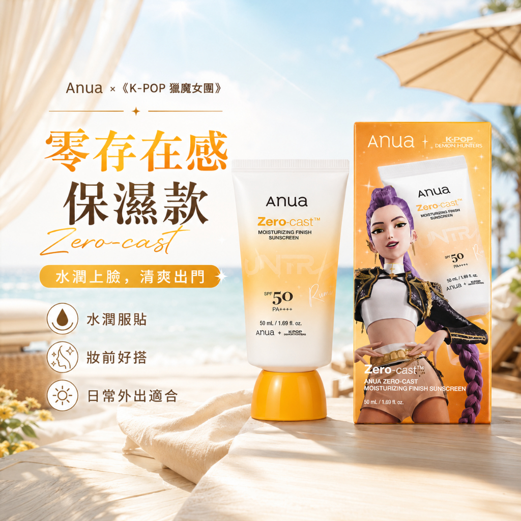 Anua × 😈《Kpop 獵魔女團》聯名款防曬霜 50ml 輕盈物理款/零存在感保濕款/隱形霧面款