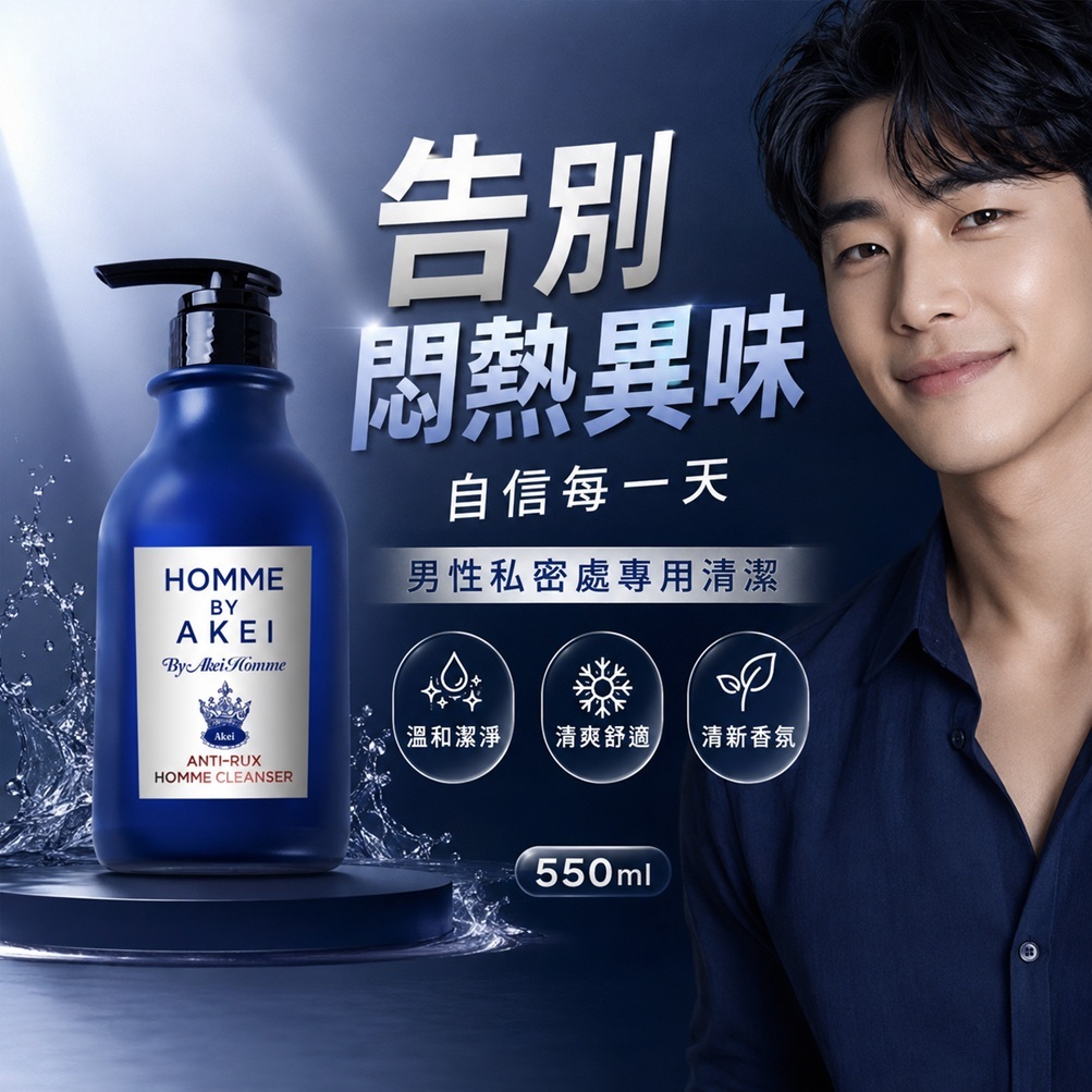 AKEI Homme Anti-Lux 多合一清涼男性私密處清潔液 550ml