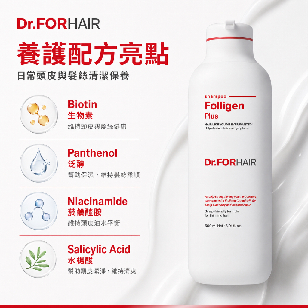 Dr.FORHAIR Folligen Plus 頭皮養護洗髮精 500ml／100ml