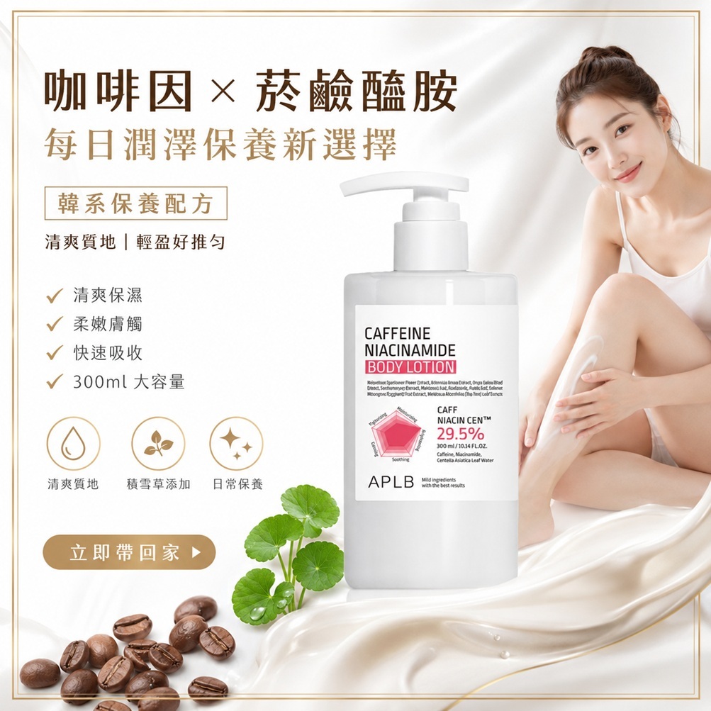 APLB 咖啡因菸鹼醯胺身體乳液(300ml)