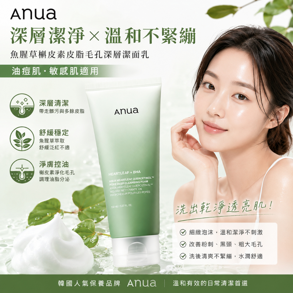 Anua 魚腥草槲皮素皮脂毛孔深層潔面乳(150ml)