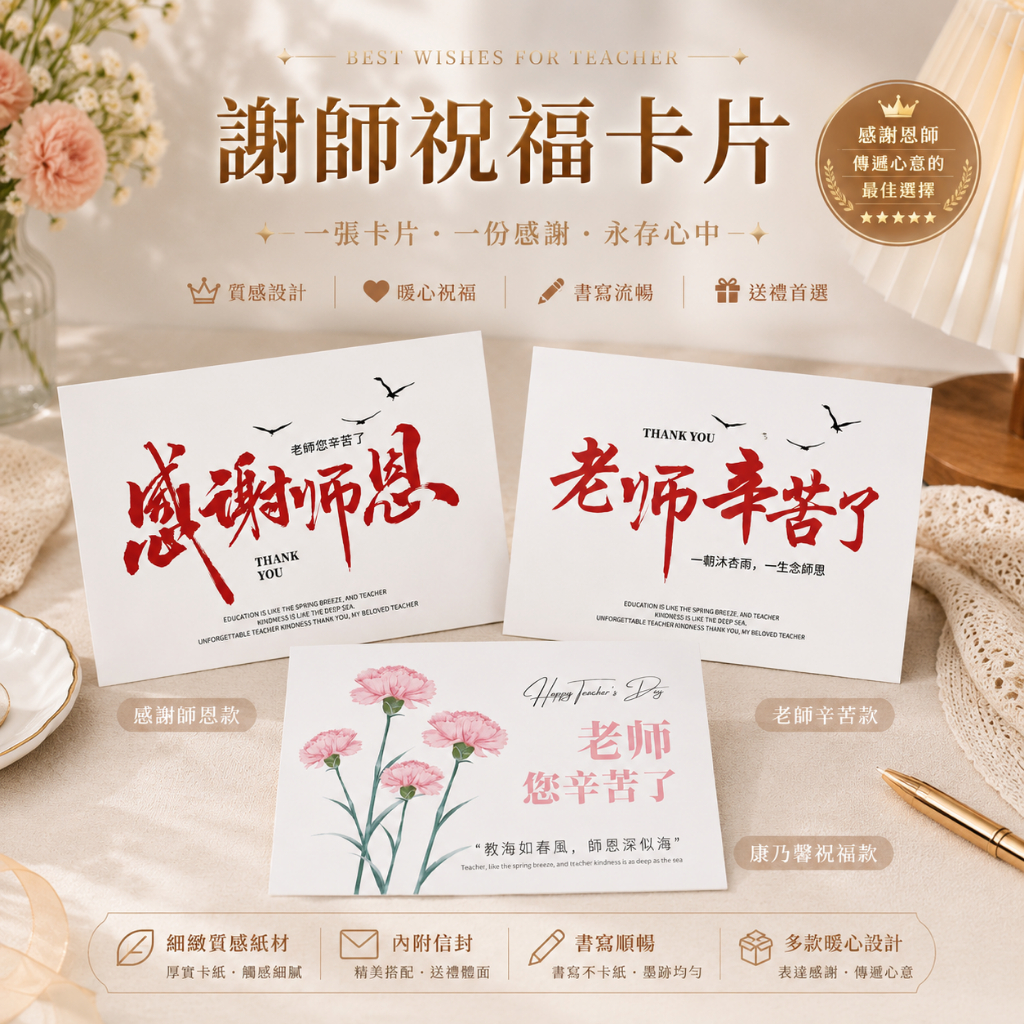 台灣現貨【謝師祝福卡片】11x9cm謝師卡片, 感謝師恩卡片, 老師辛苦了卡片, 教師節卡片, 畢業謝師卡片, 11x9