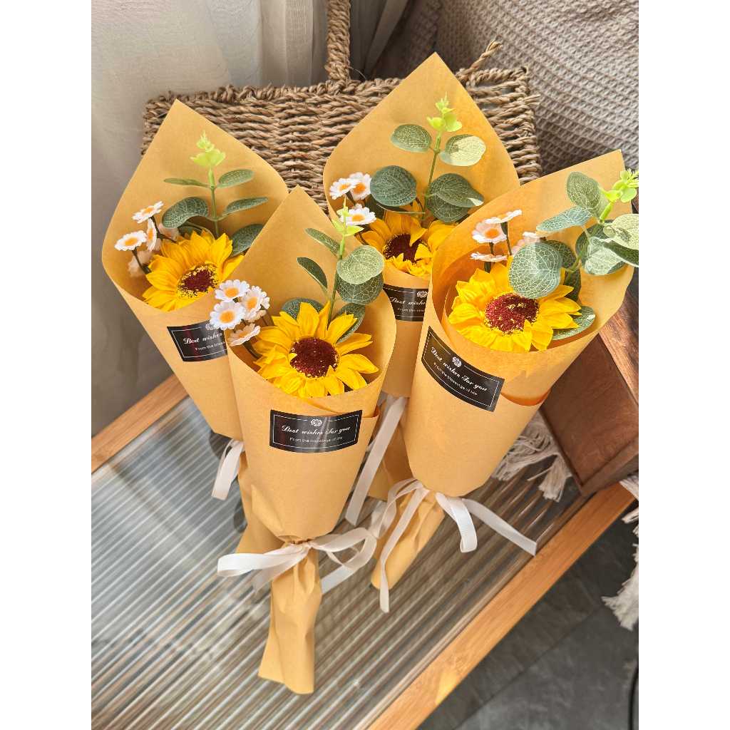 台灣現貨【香皂向日葵花束】30cm香皂向日葵花束, 30cm向日葵花束, 單朵向日葵花束, 3朵向日葵花束, 向日葵玫
