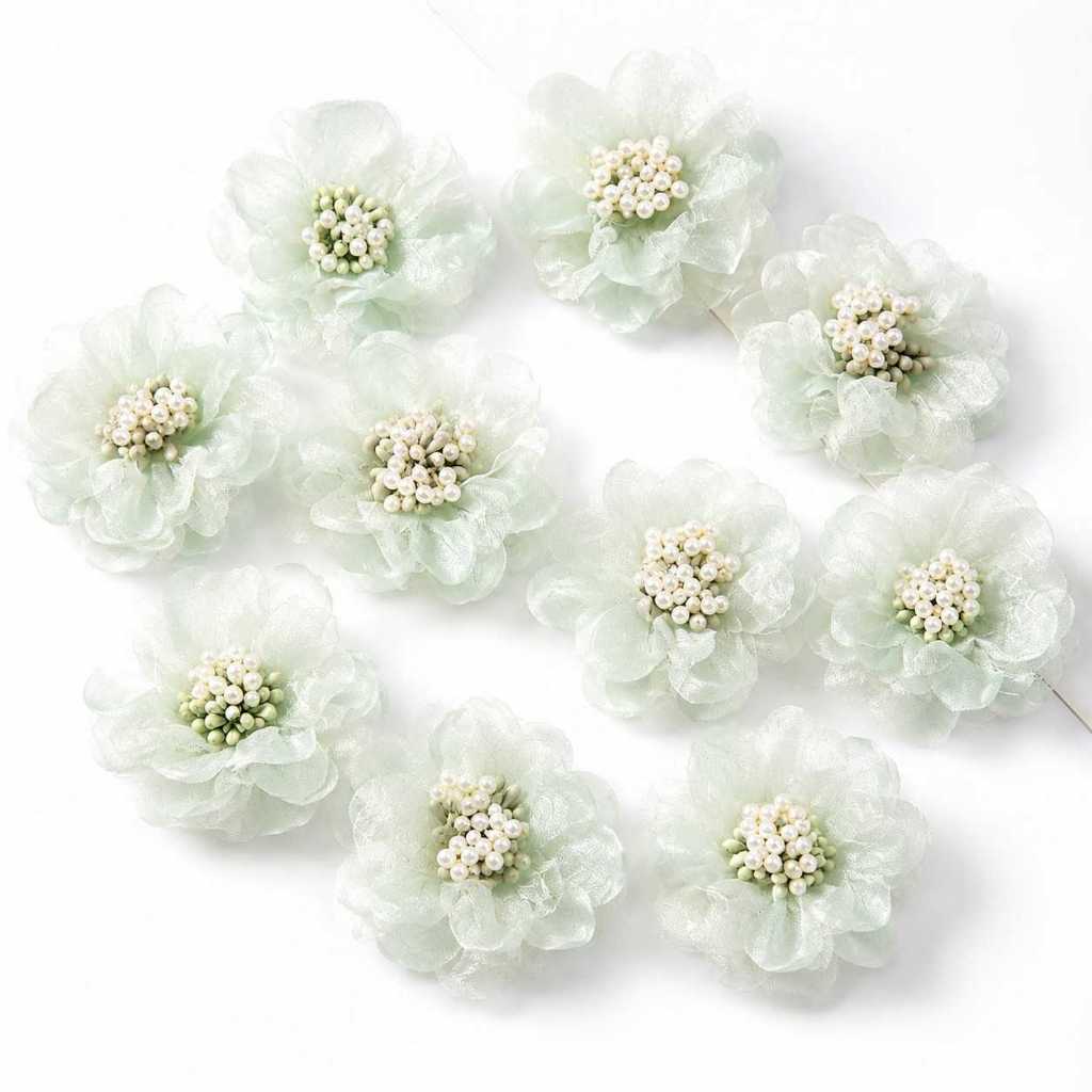 台灣現貨【歐根紗立體布藝芙蓉花】4cm 8cm歐根紗花, 布藝芙蓉花, 芙蓉紗花, 立體布花, DIY花藝材料, 花束配