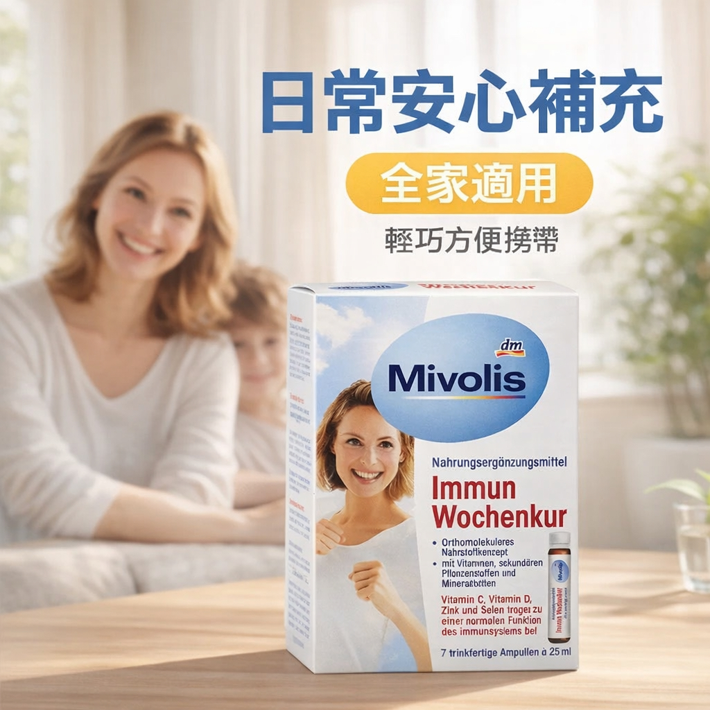 德國Mivolis 7日營養安瓶飲 含維他命C D 鋅 硒 每日營養補給 即開即飲 隨身便利 液態營養 7入裝