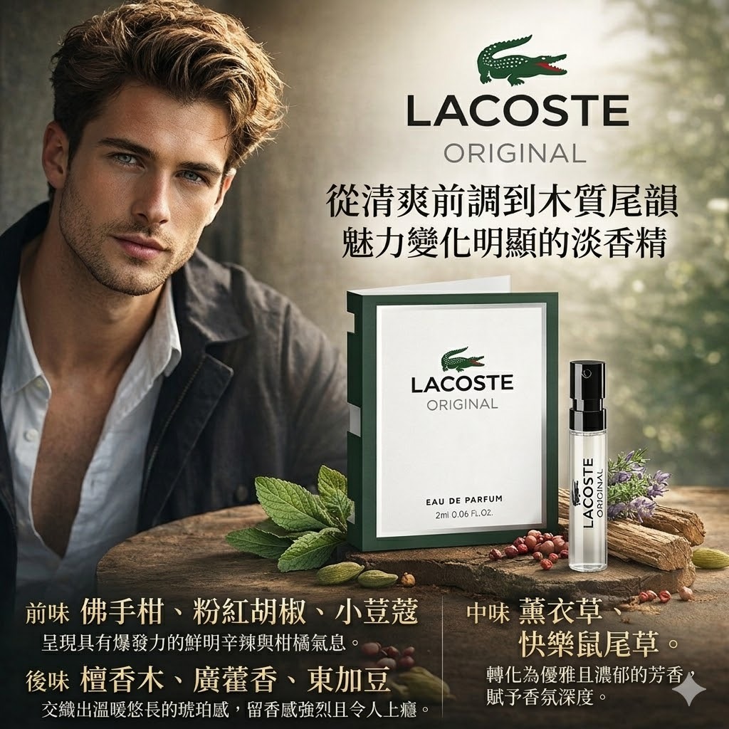 LACOSTE 經典男性淡香精 針管 2ml