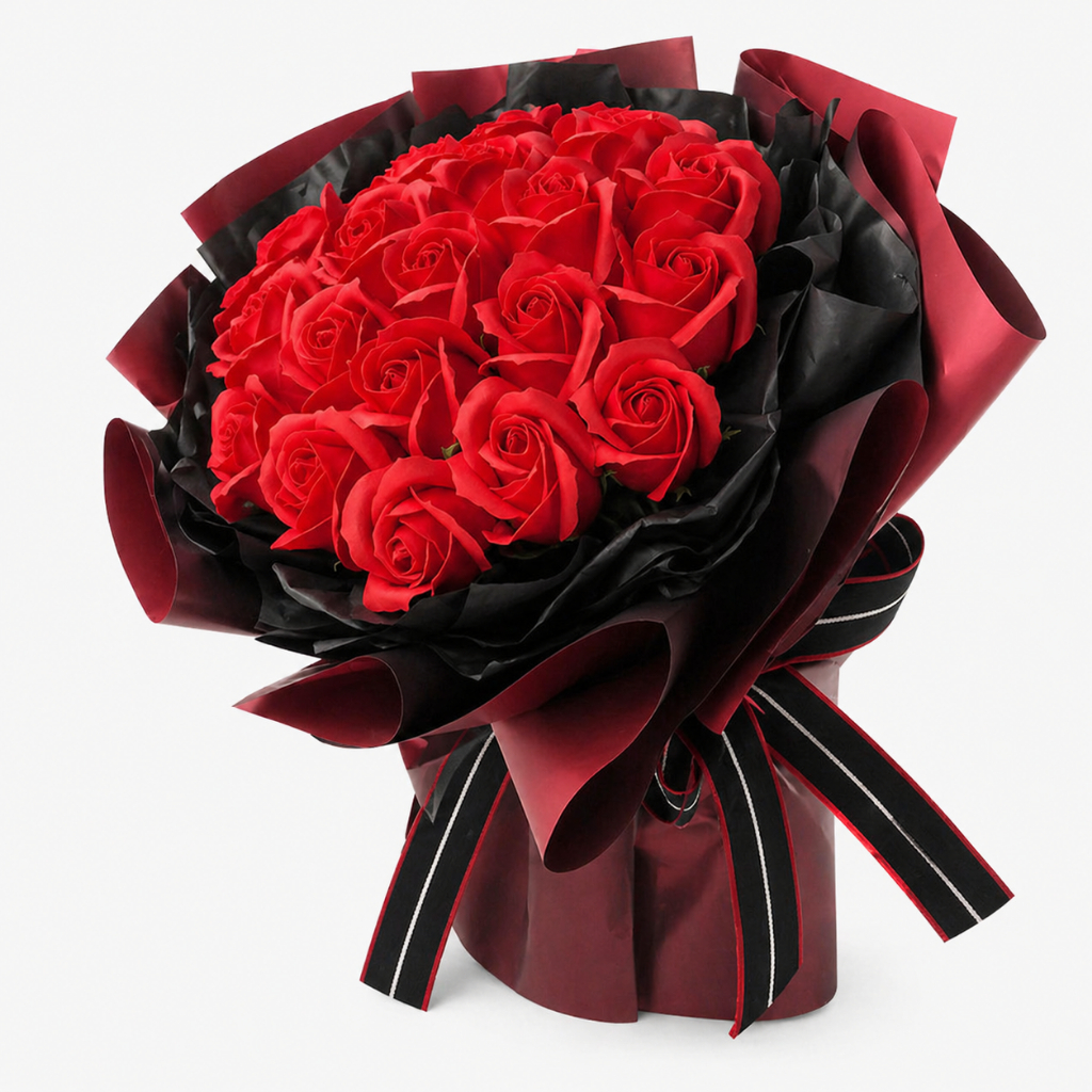 台灣現貨【紅玫瑰花束】30cm19朵酒紅包裝浪漫告白花禮 情人節生日驚喜送禮 櫥窗提袋燈串可選 拍照打卡桌面擺飾