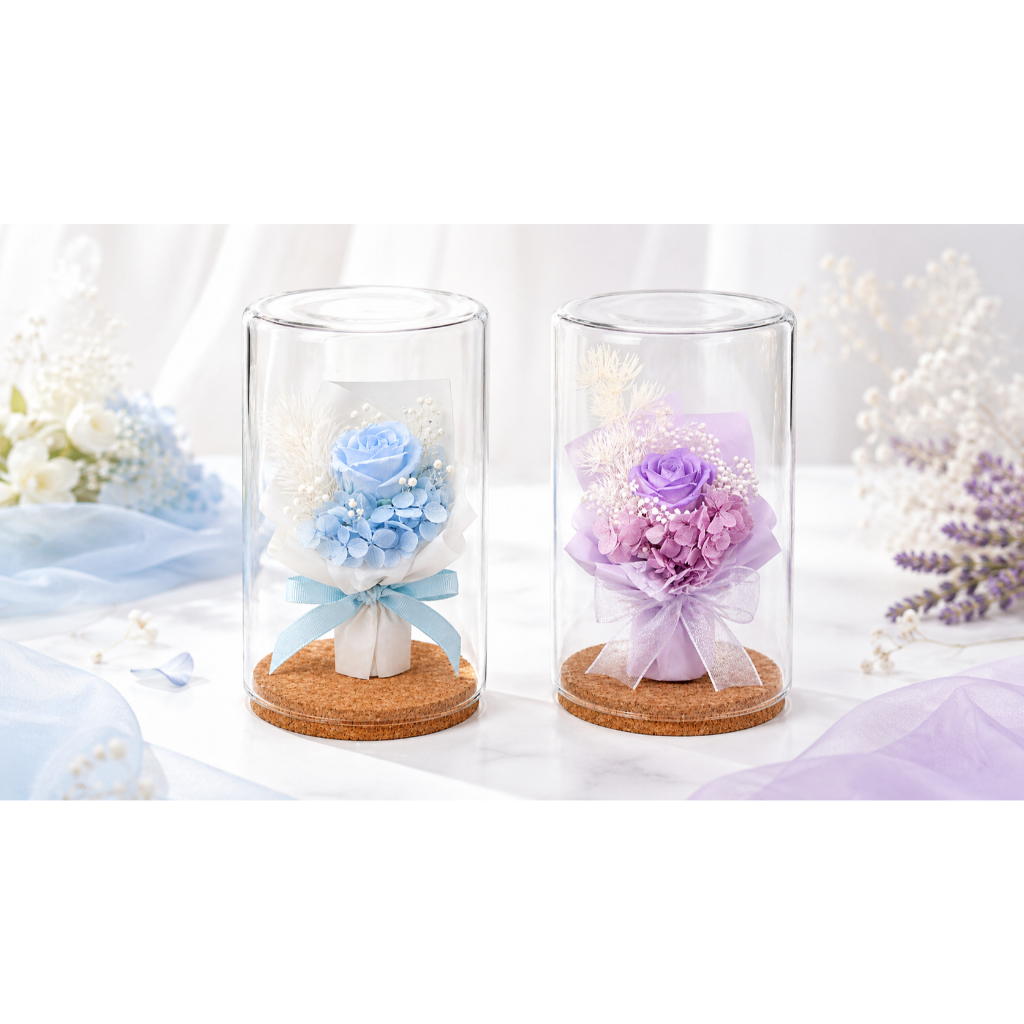 台灣現貨【香皂花玻璃罩合集】10cm玫瑰康乃馨向日葵質感花禮 母親節情人節生日送禮 玻璃花罩 畢業禮物 畢業季 擺飾收藏