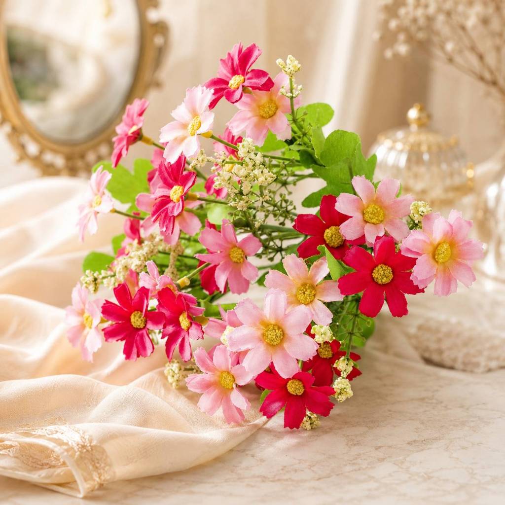 台灣現貨【小雛菊花材】29cm小雛菊花材, 仿真小雛菊, 小雛菊把束花, 油畫花材, 雙色花材, 插花配材, 花藝材料