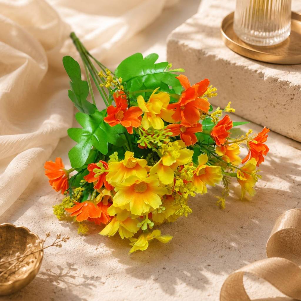 台灣現貨【小雛菊花材】29cm小雛菊花材, 仿真小雛菊, 小雛菊把束花, 油畫花材, 雙色花材, 插花配材, 花藝材料