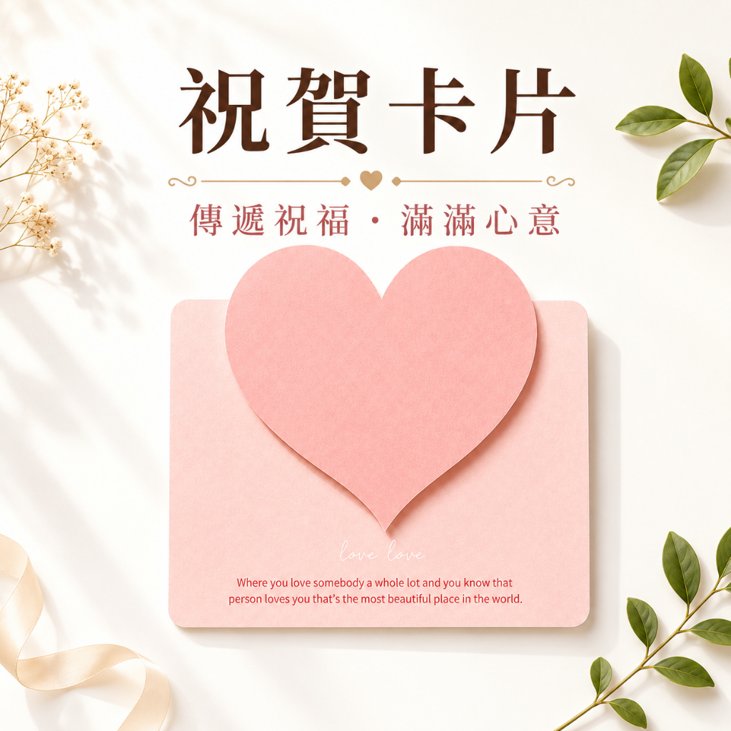 台灣現貨【9.5cm愛心祝賀卡片】愛心祝賀卡片, 9.5cm卡片, 花束祝福卡, 禮盒小卡, 生日卡片, 情人節卡片