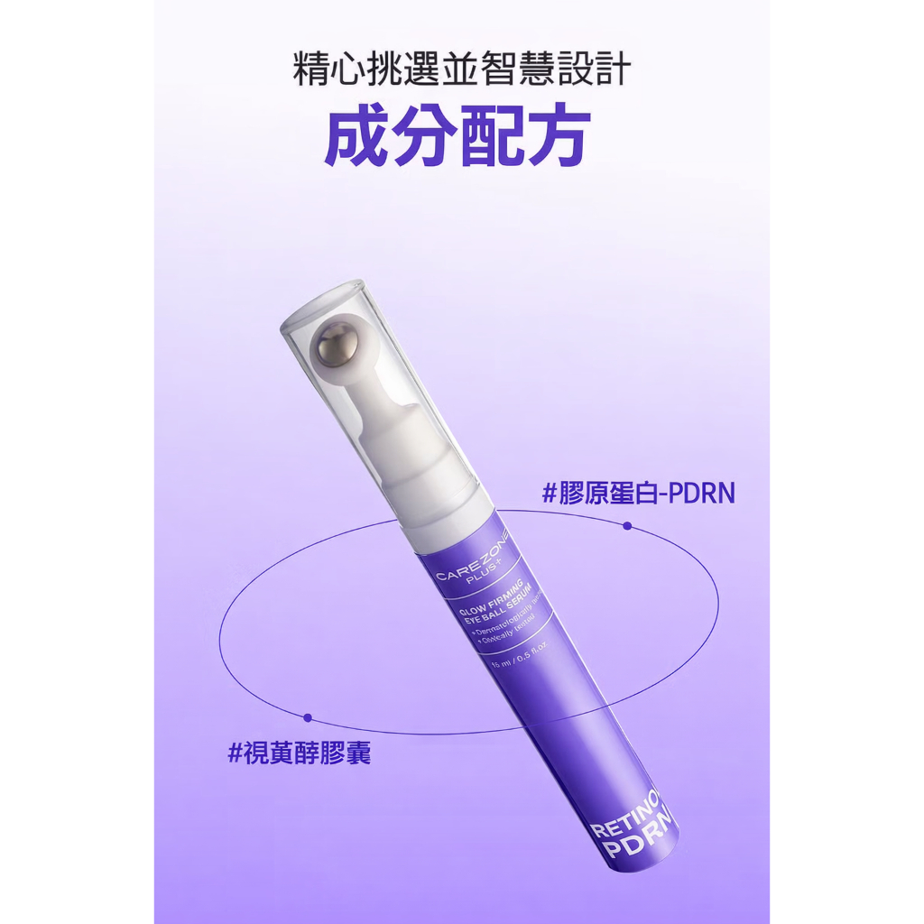 CAREZONE PLUS+ 視黃醇PDRN緊緻亮眼滾珠精華 15ml 眼周保濕亮澤 溫和日常保養 韓國原裝 膠原蛋白