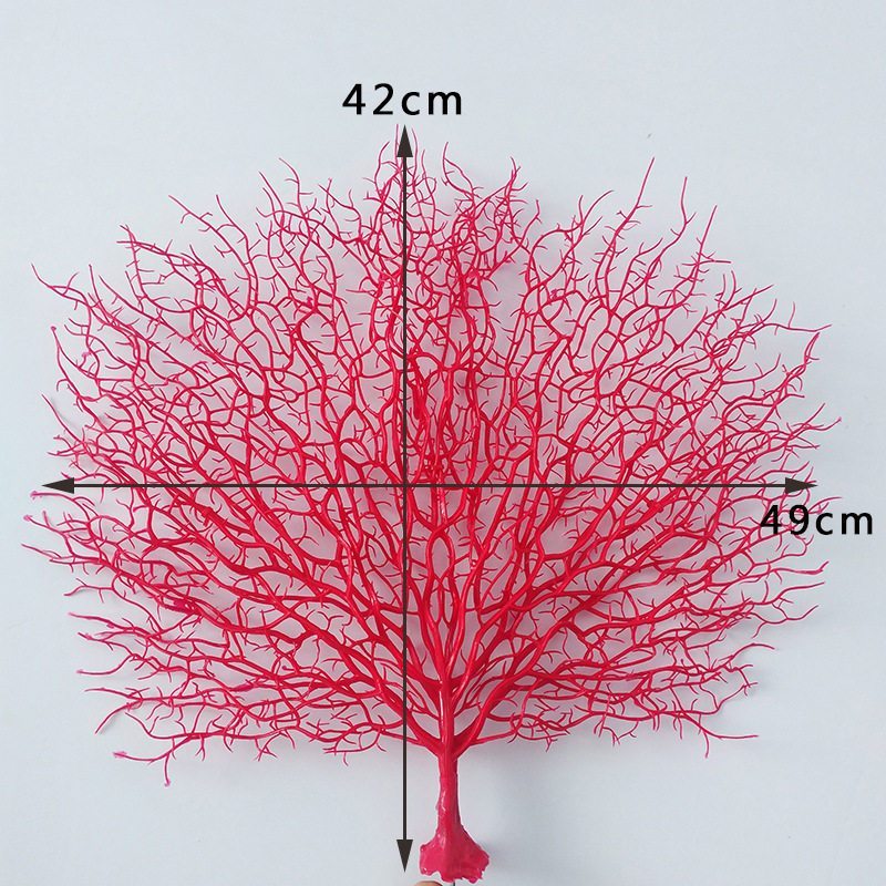 台灣現貨【仿真珊瑚枝】49x42cm花藝造景擺飾插花拍攝櫥窗陳列婚禮佈置客廳玄關桌面花店裝飾白咖綠紅四色 花藝材料