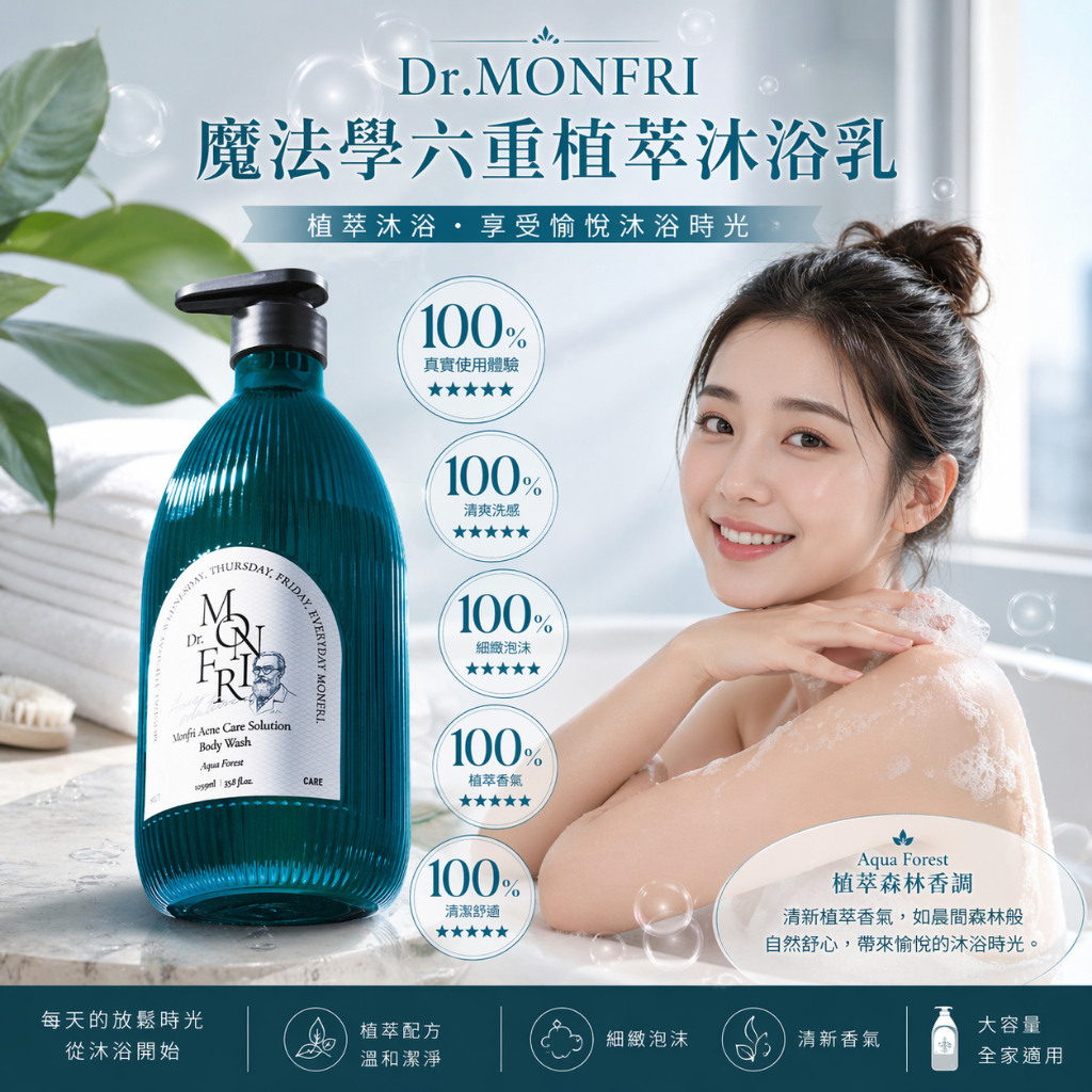 Dr.MONFRI 魔法學六重植萃沐浴乳 1059ml