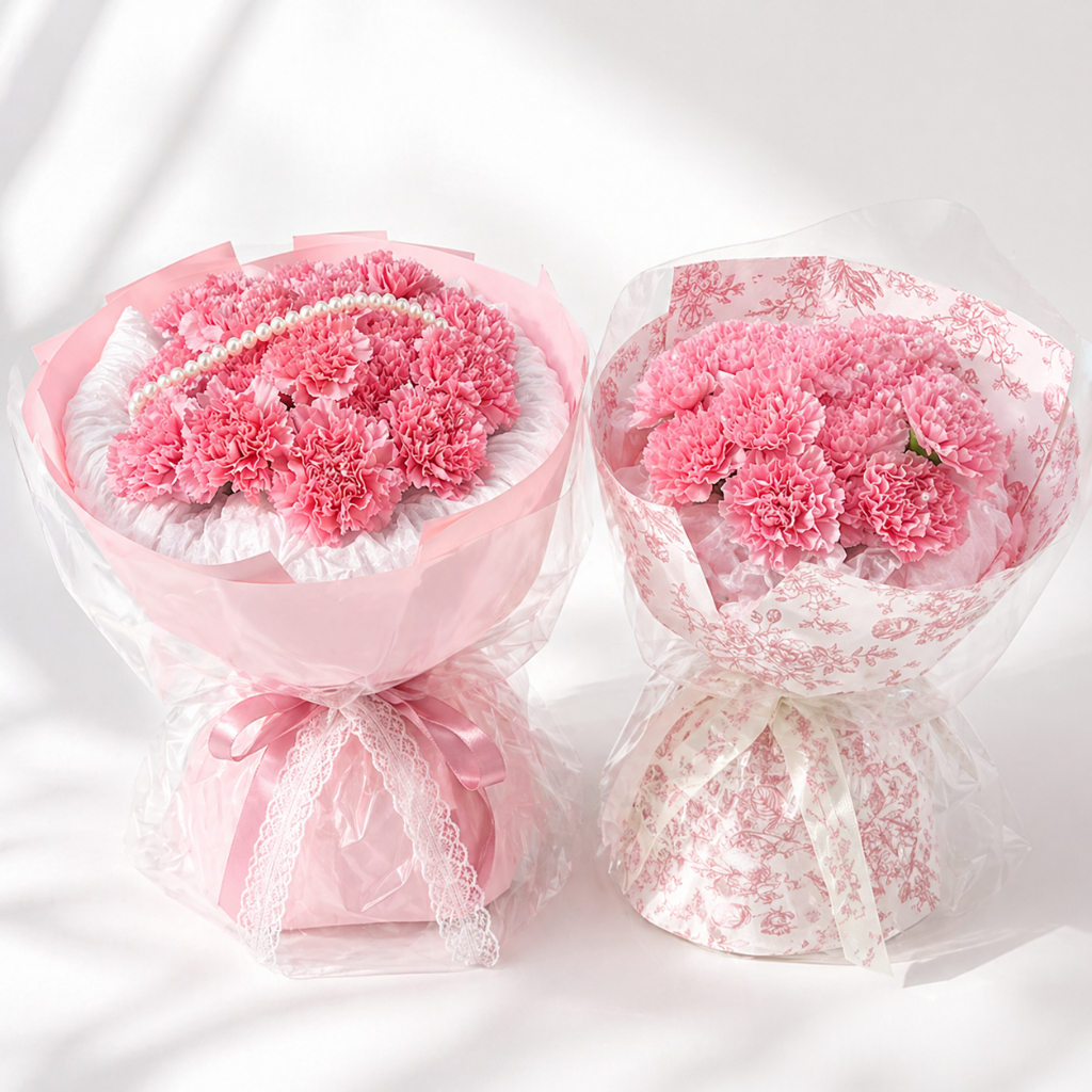 台灣現貨【康乃馨花束】30cm笑顏如花溫柔以待11朵康乃馨 母親節花束 生日禮物 櫥窗提袋燈串